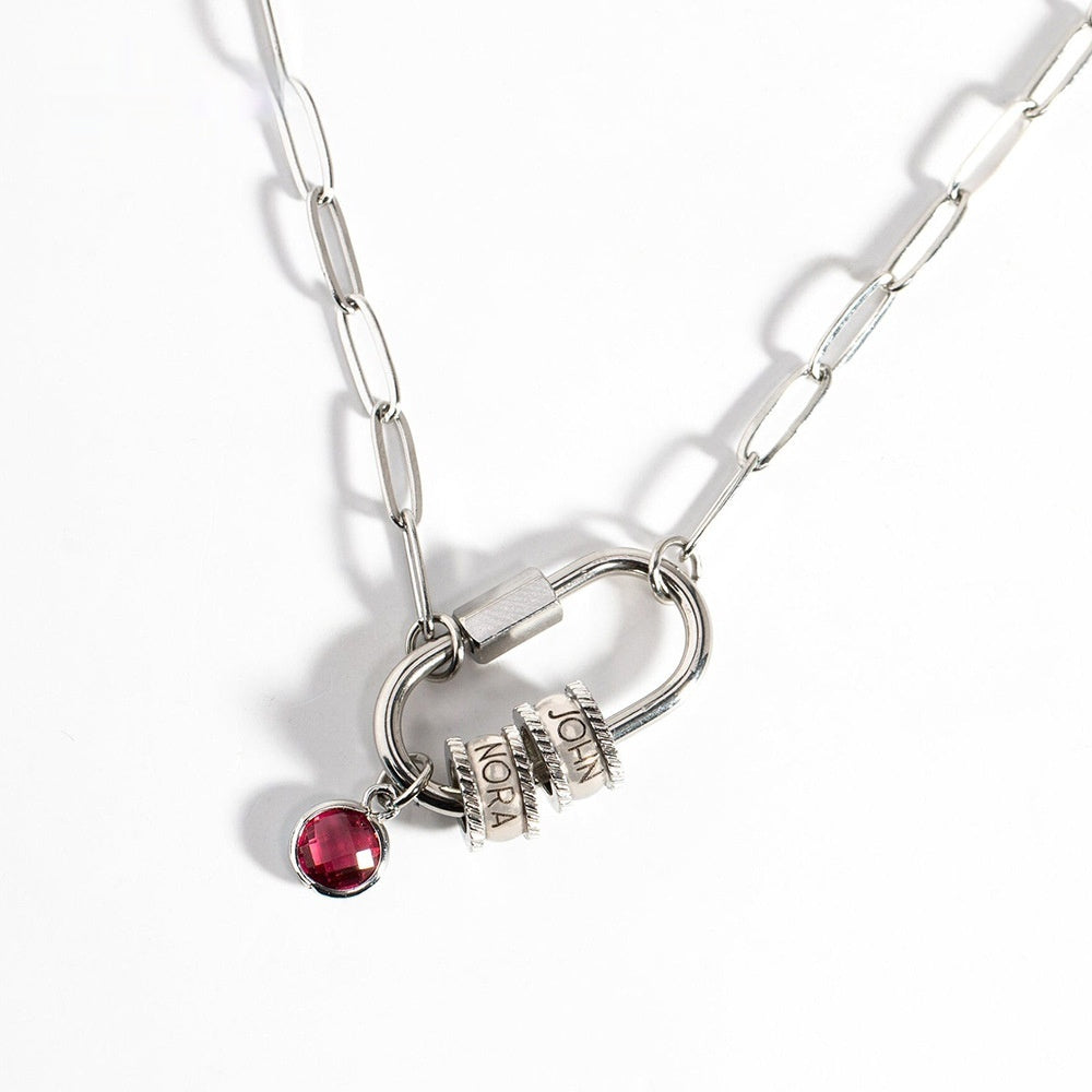 12 Color Birthstone Paperclip Necklace