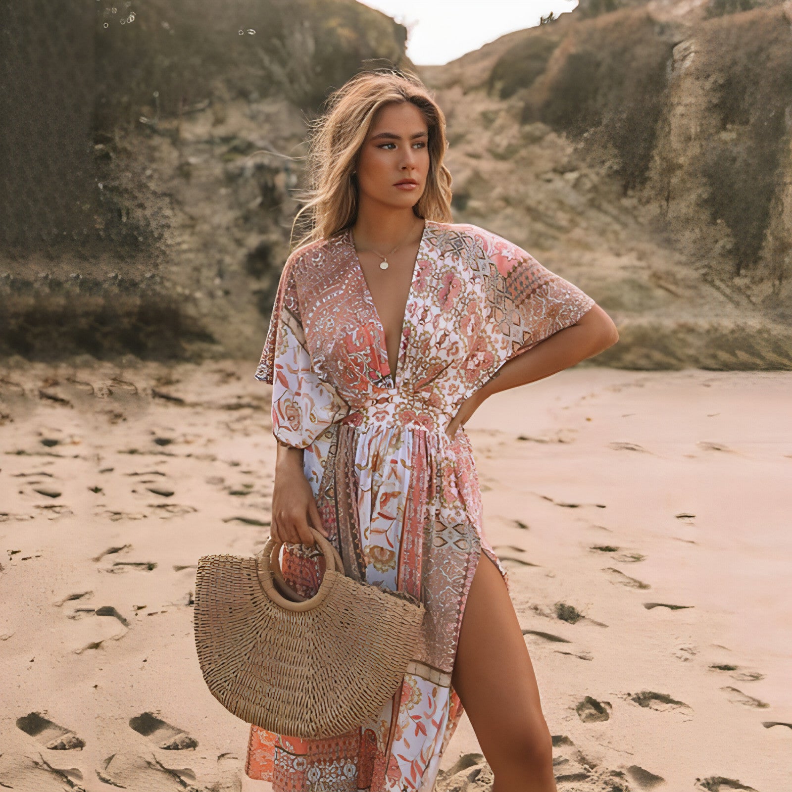 Vestido estampado de moda de primavera para mujer
