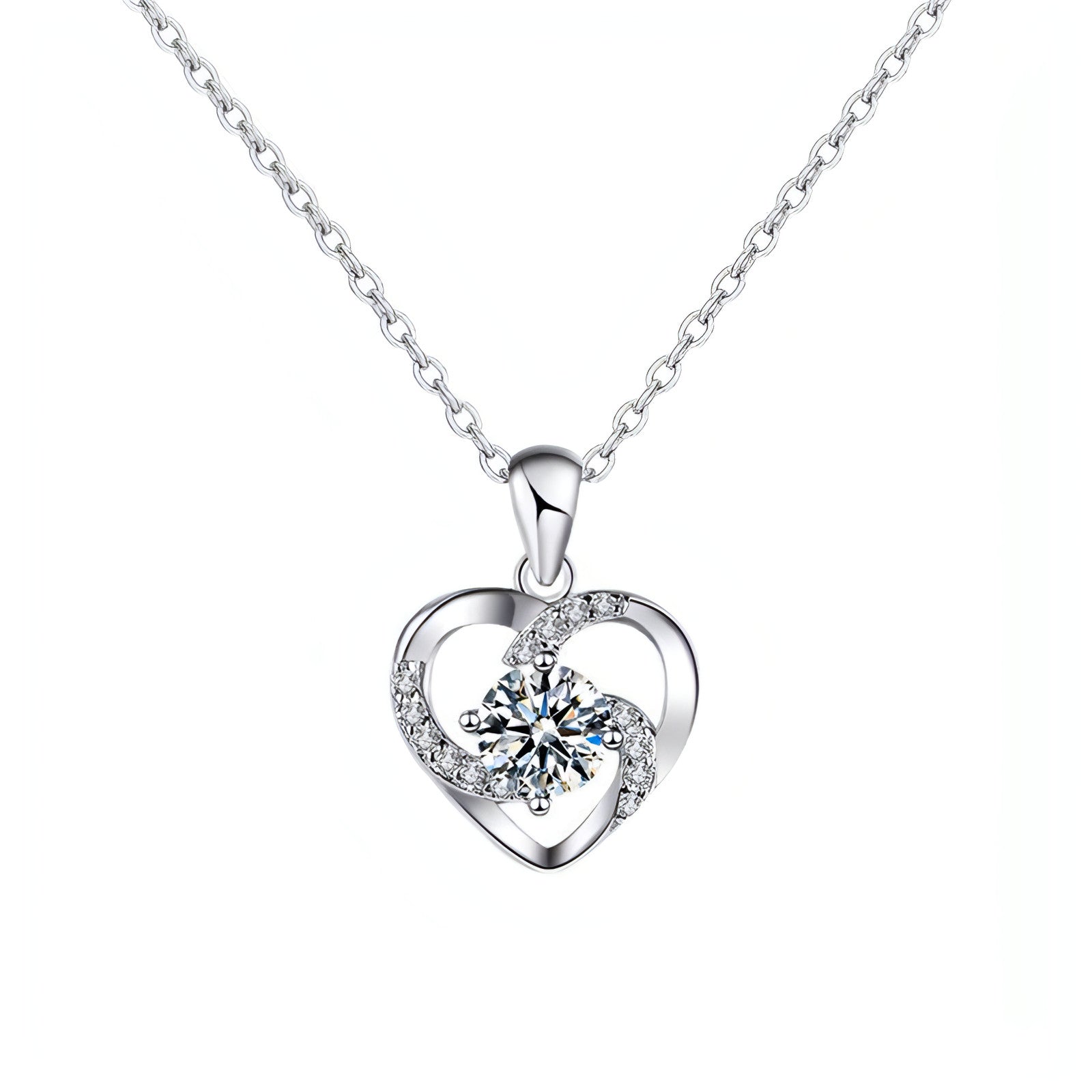 LuxeHeart™ – 18K Moissanite Platinum Heart Necklace