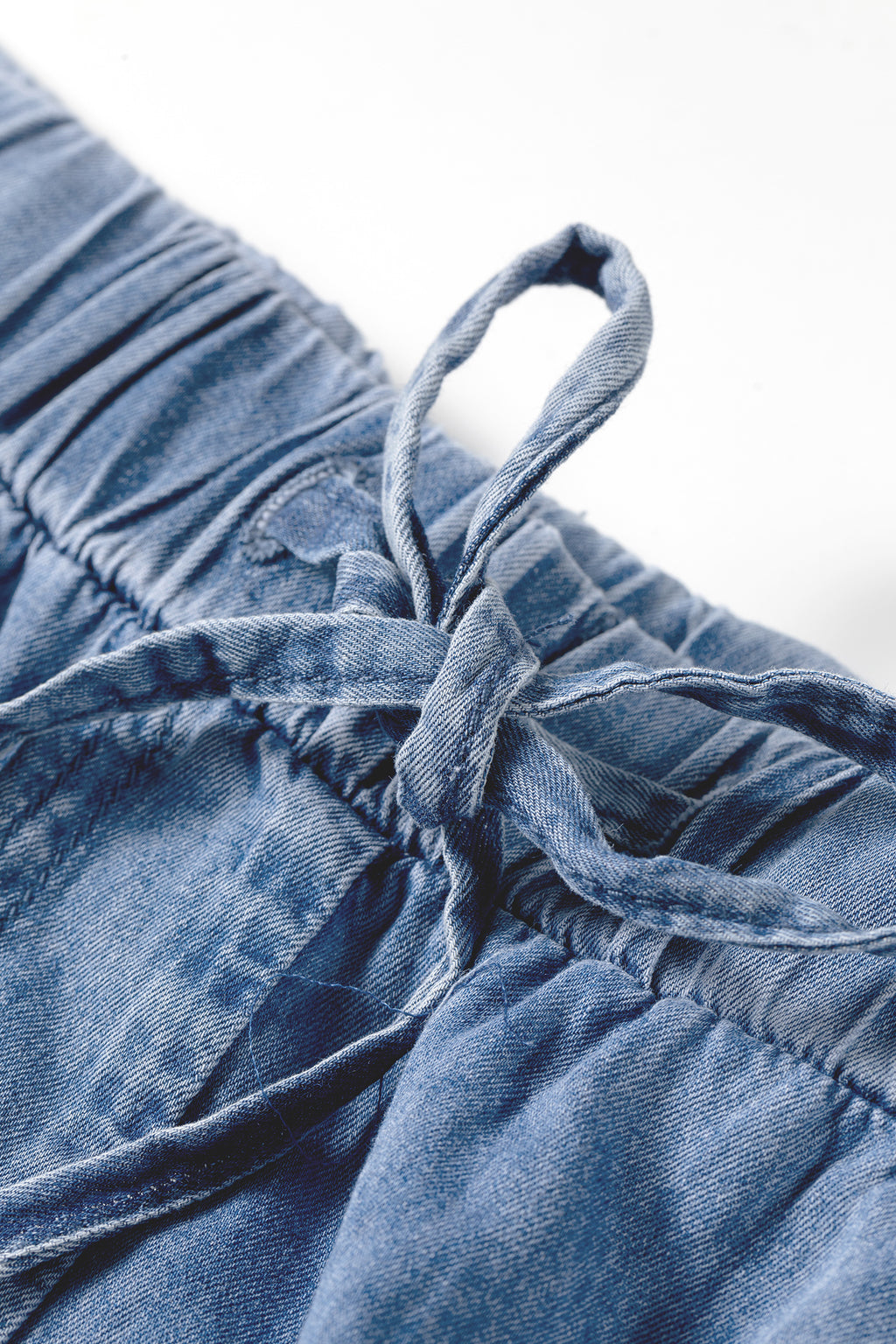 Dusk Blue Tiered Raw Edge Ruffled Plus Size Wide Leg Denim Pants