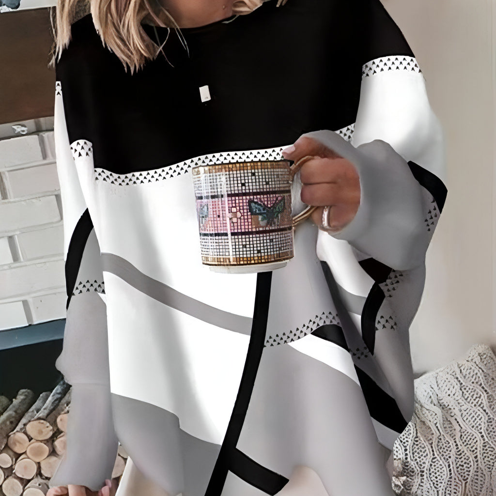 Camiseta de manga larga con cuello redondo y estampado para mujer