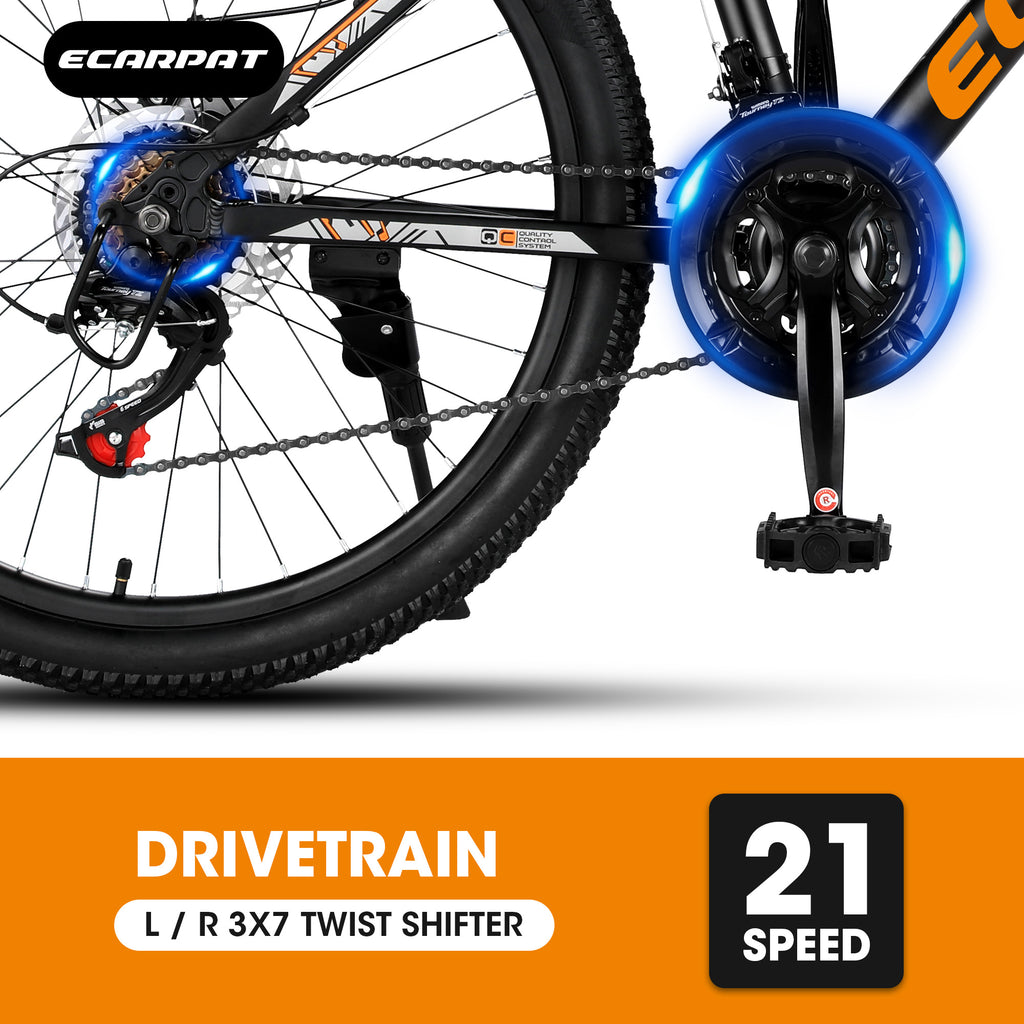 City-Cruizer – 24" Carpat™ ALUMINIUM Mountain Bike (21-Speed, Black-Orange)