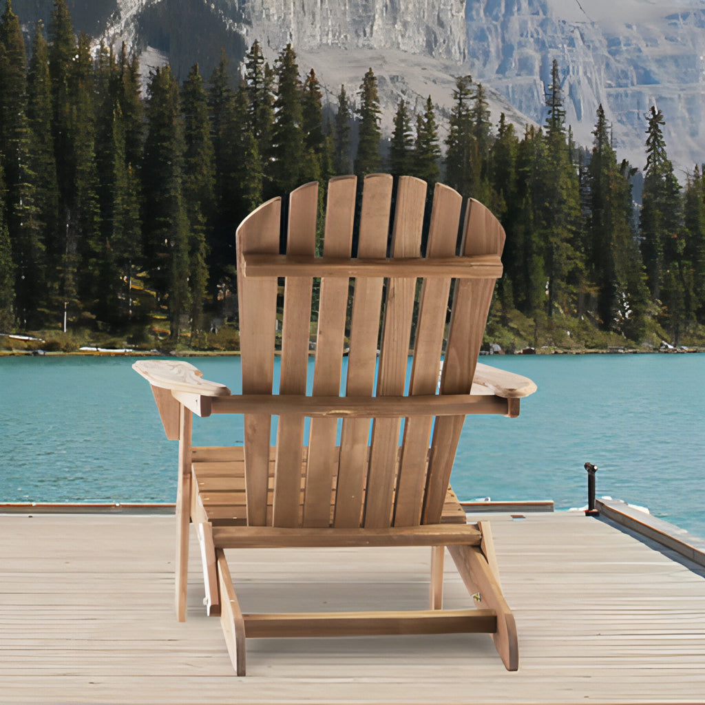 LuneluX_Home – Wooden Folding Adirondack Chair Set (2 pcs, Light Brown)