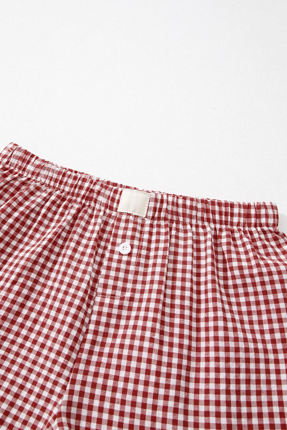 Rot karierte Shorts mit Gingham-Print und hoher Taille