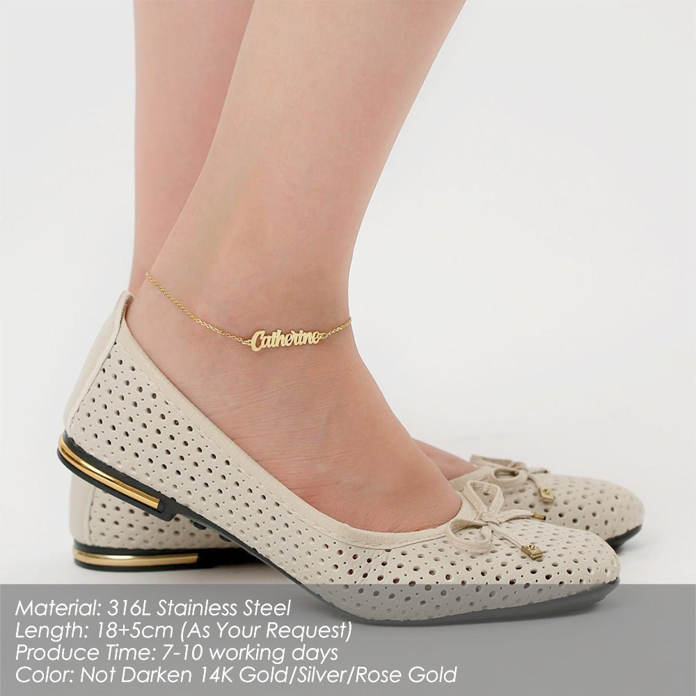 WOLFSHUNTER™ SIGNATURELINE – Personalized 316L Stainless Steel Name Anklet