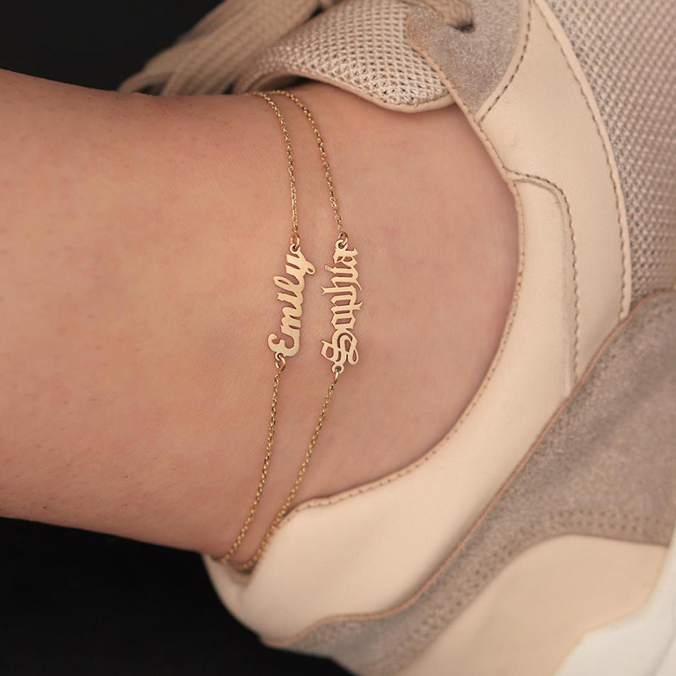 WOLFSHUNTER™ SIGNATURELINE – Personalized 316L Stainless Steel Name Anklet