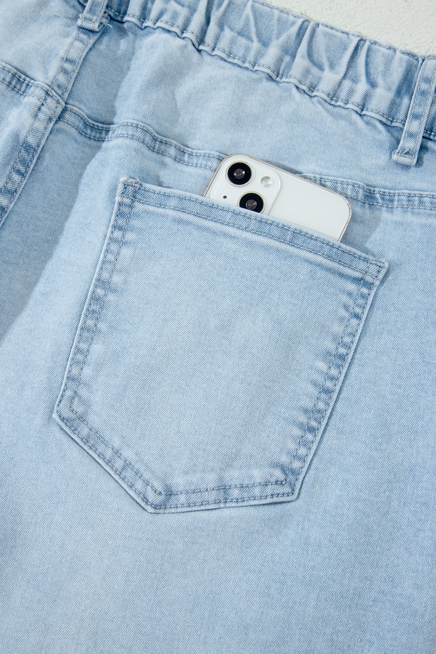 Beau Blue Plus Size Seam Detail Patch Pocket Raw Cut Shift Jeans