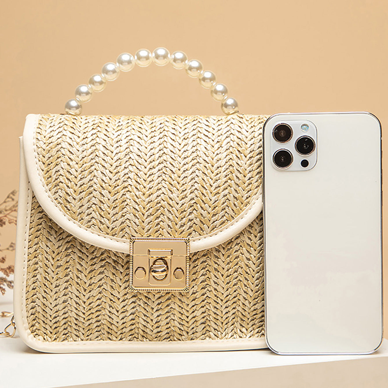 SolunaWeave™ – Petite Pearl Straw Bag
