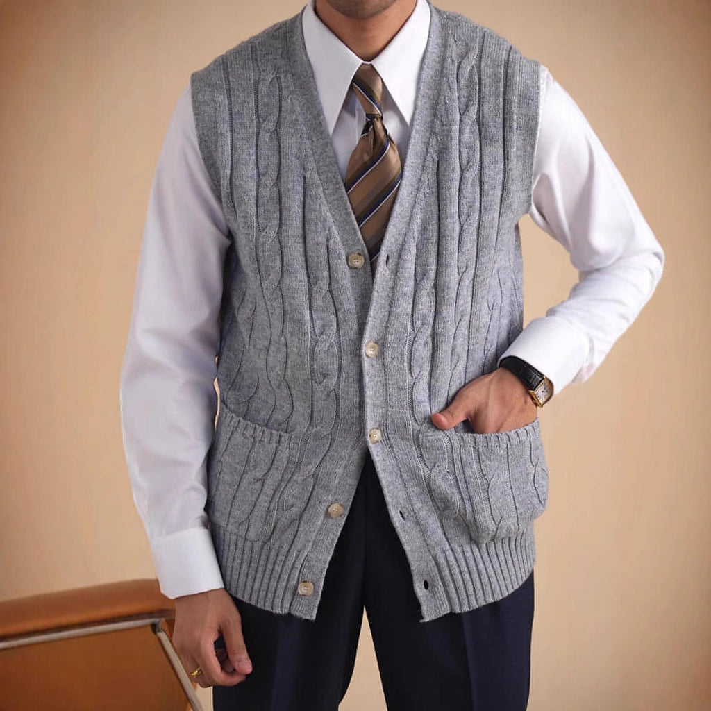 Suéter de lana tipo chaleco Aoyang para hombre, otoño e invierno