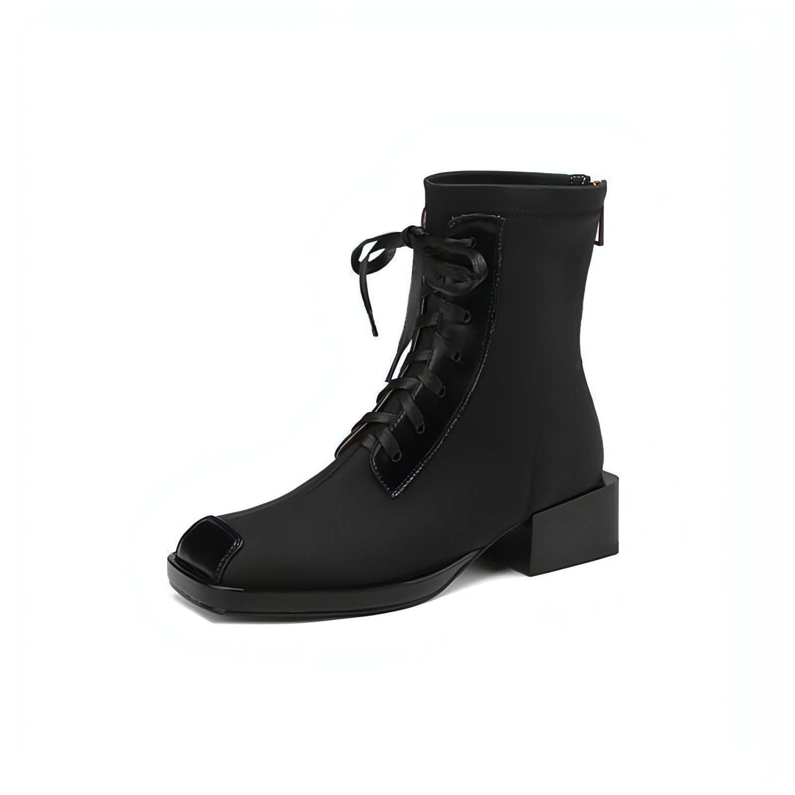 Botas cortas vintage ajustadas con cordones y elásticas para mujer