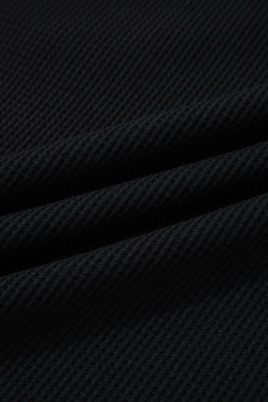 Black Plus Size Textured Contrast Denim Patchwork Button Polo Tee
