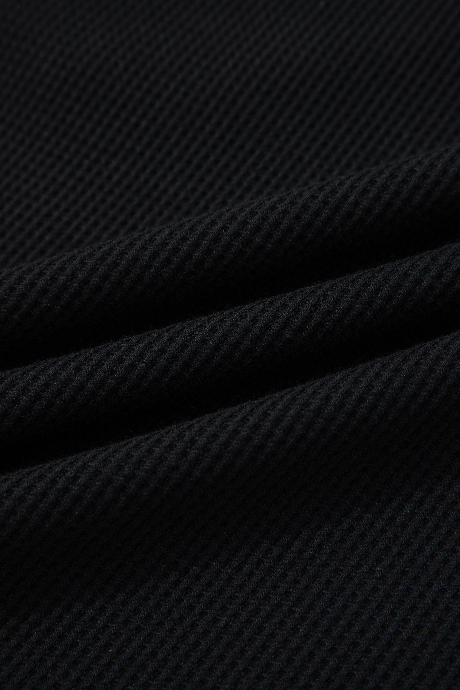 Black Plus Size Textured Contrast Denim Patchwork Button Polo Tee