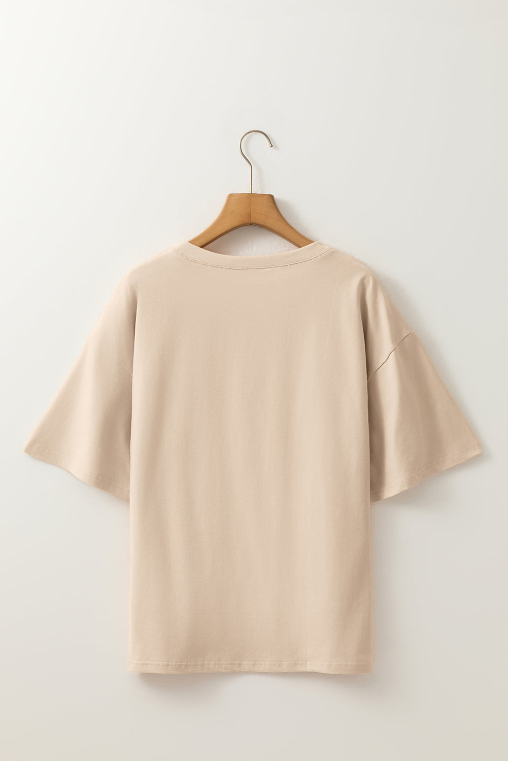 Oatmeal Contrast Crochet Floral Graphic Drop Shoulder Loose Tee