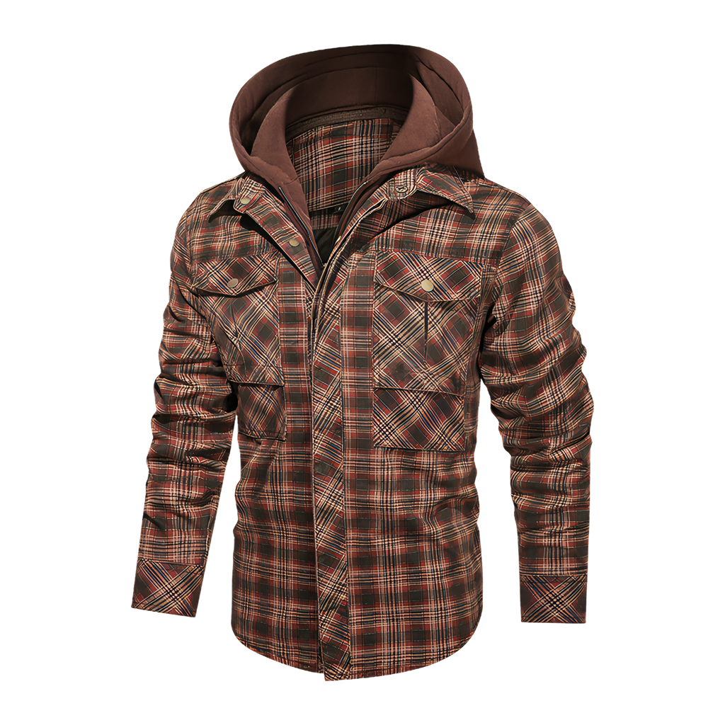 Chaqueta de cuadros de manga larga para hombre