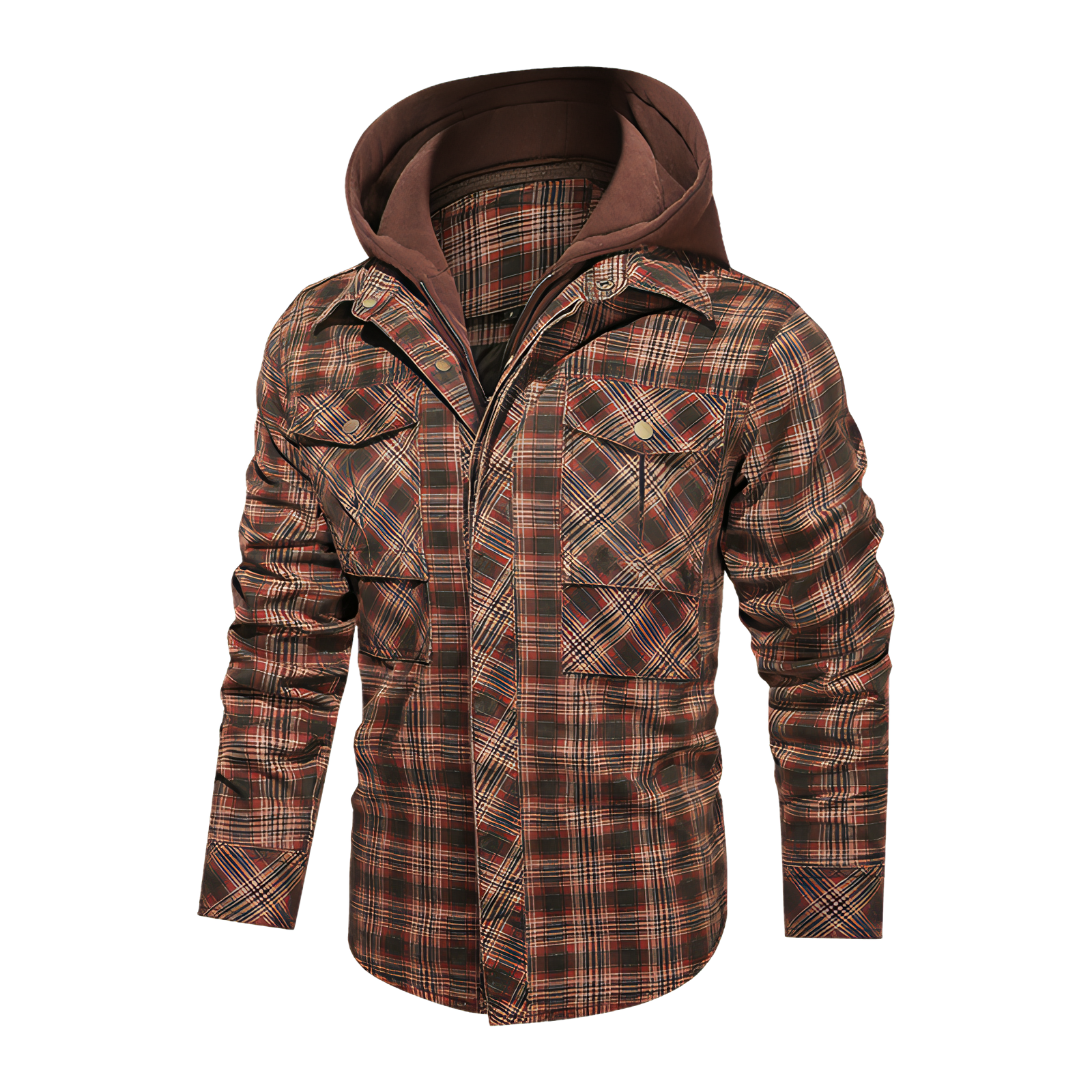 Men Long-sleeved Plaid Jacket