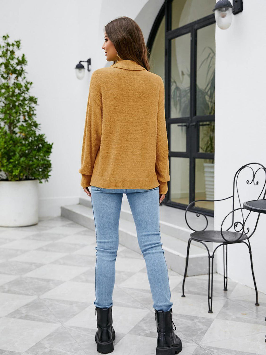 Turtleneck Vállas pulóver