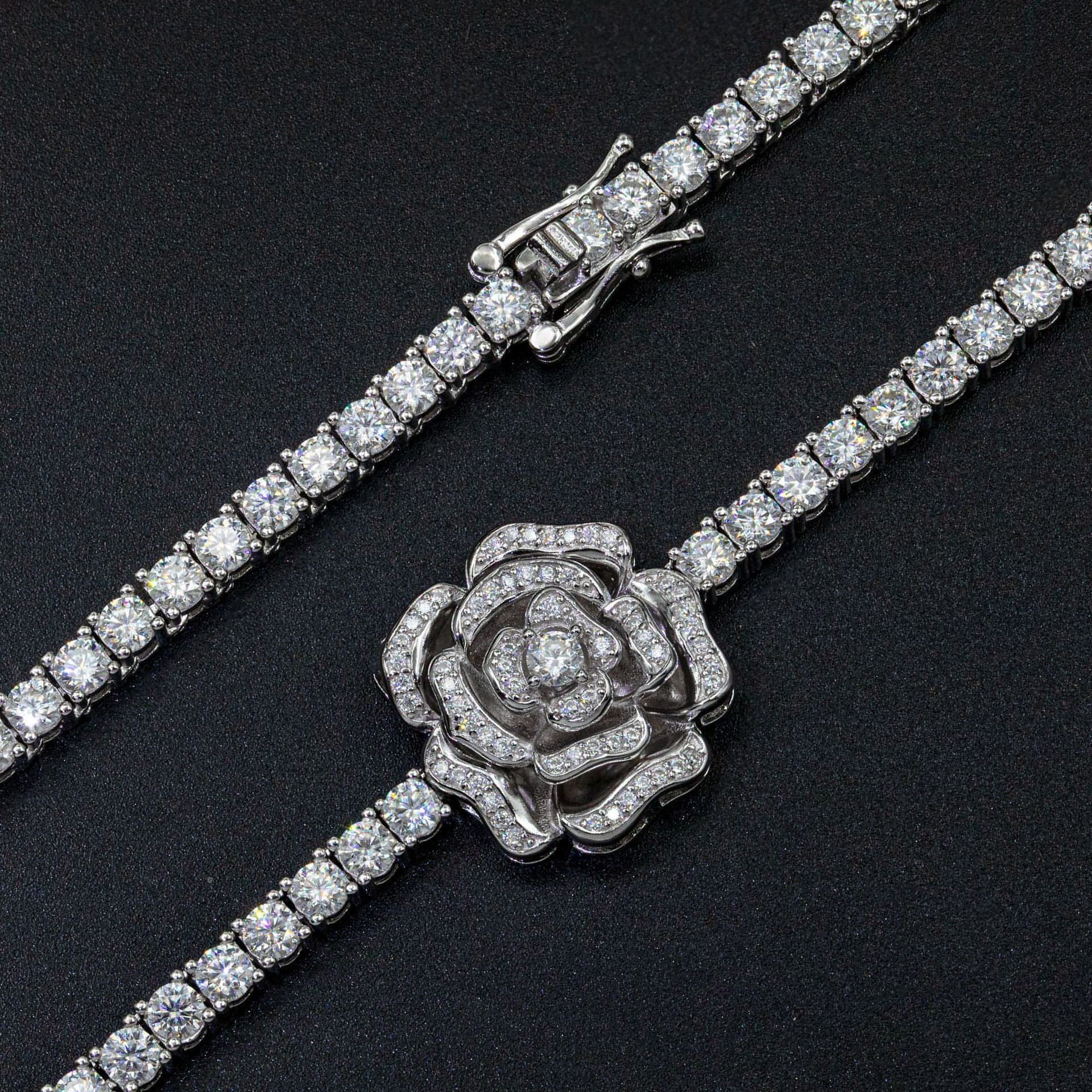 925 Silver Set Moissani Hip-hop Personalized Rose Necklace