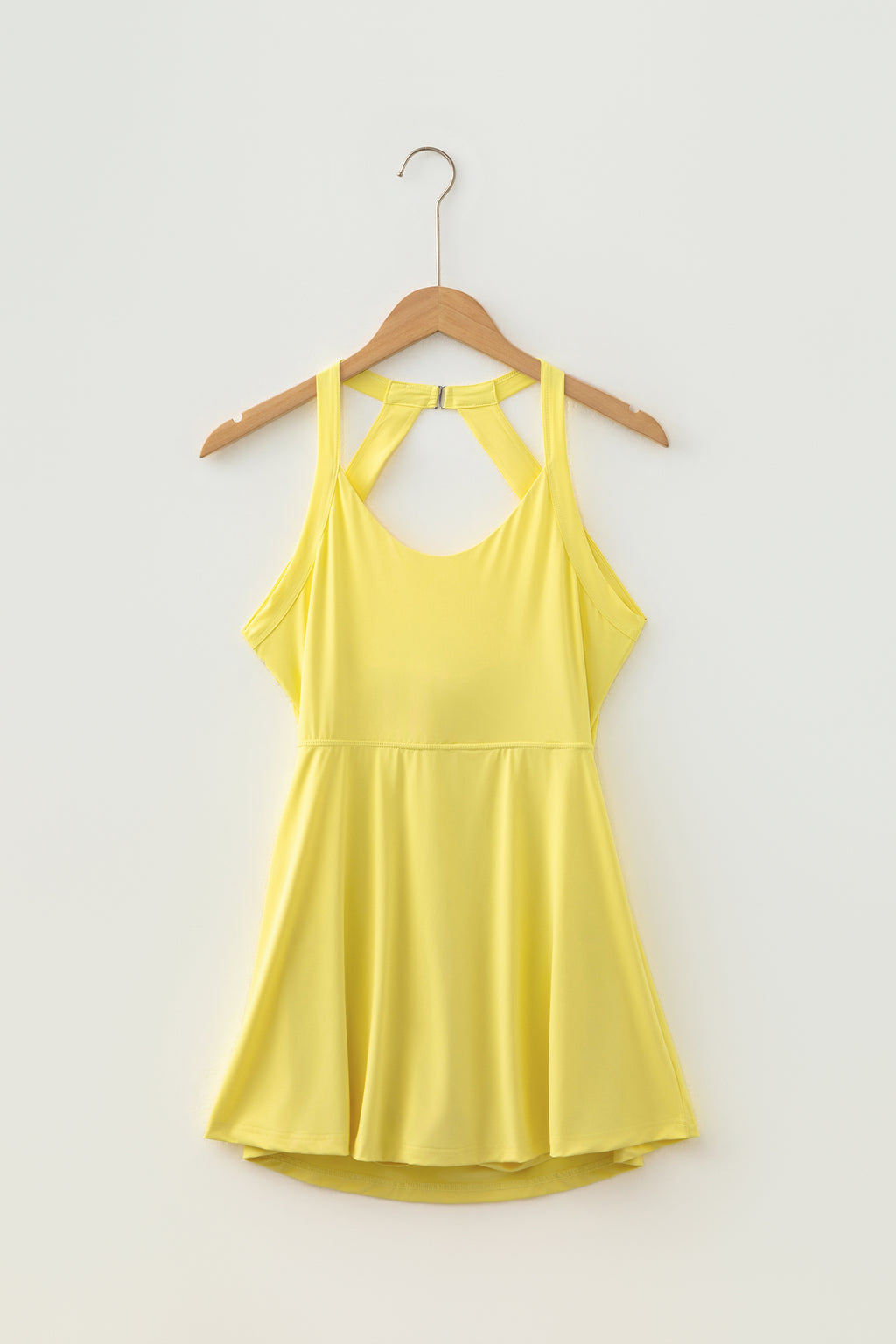 Yellow Cream Daring Back Cutout Active Mini Dress with Shorts