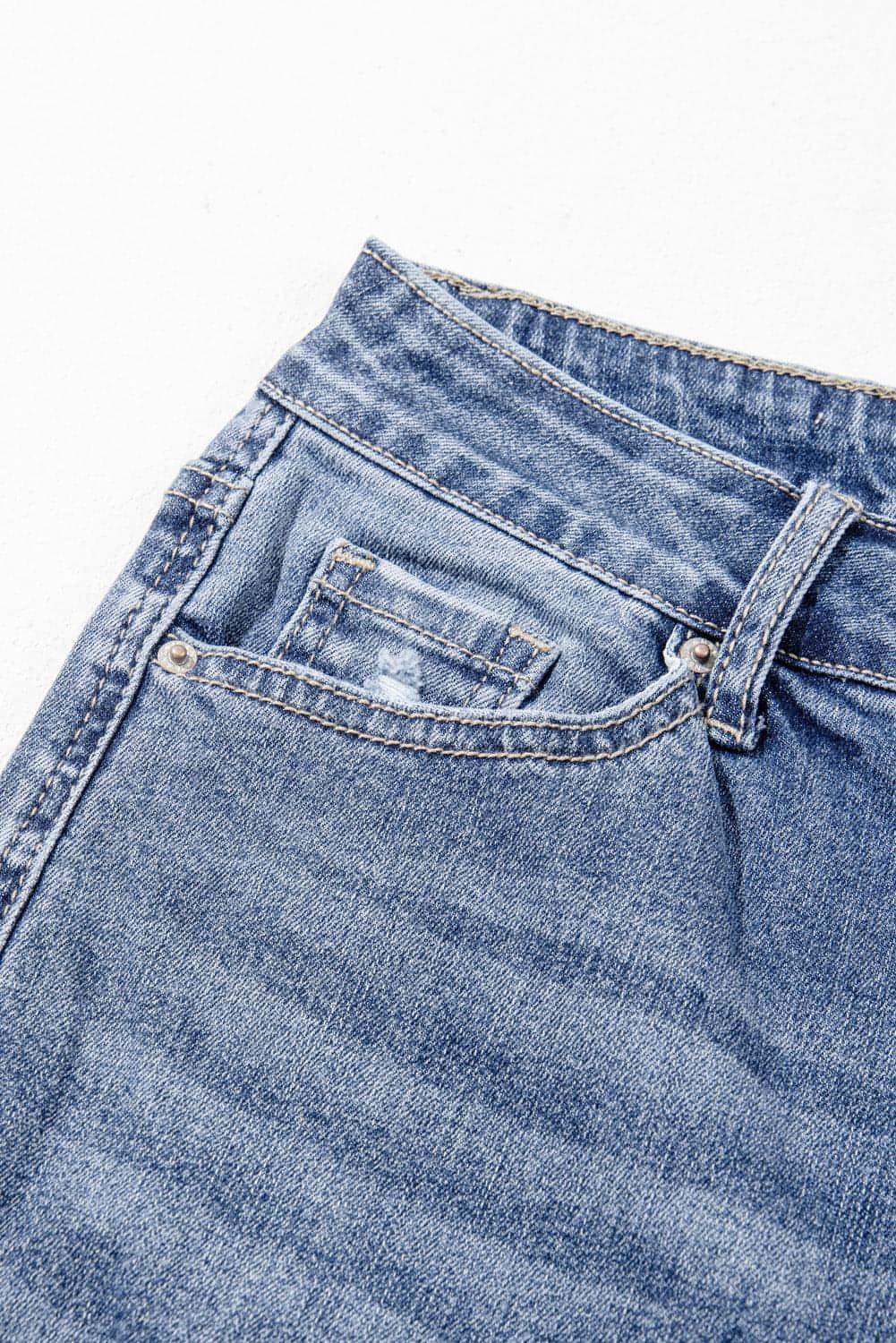 Dusk Blue High Rise Rabled Creseed Hem Alred Jeans