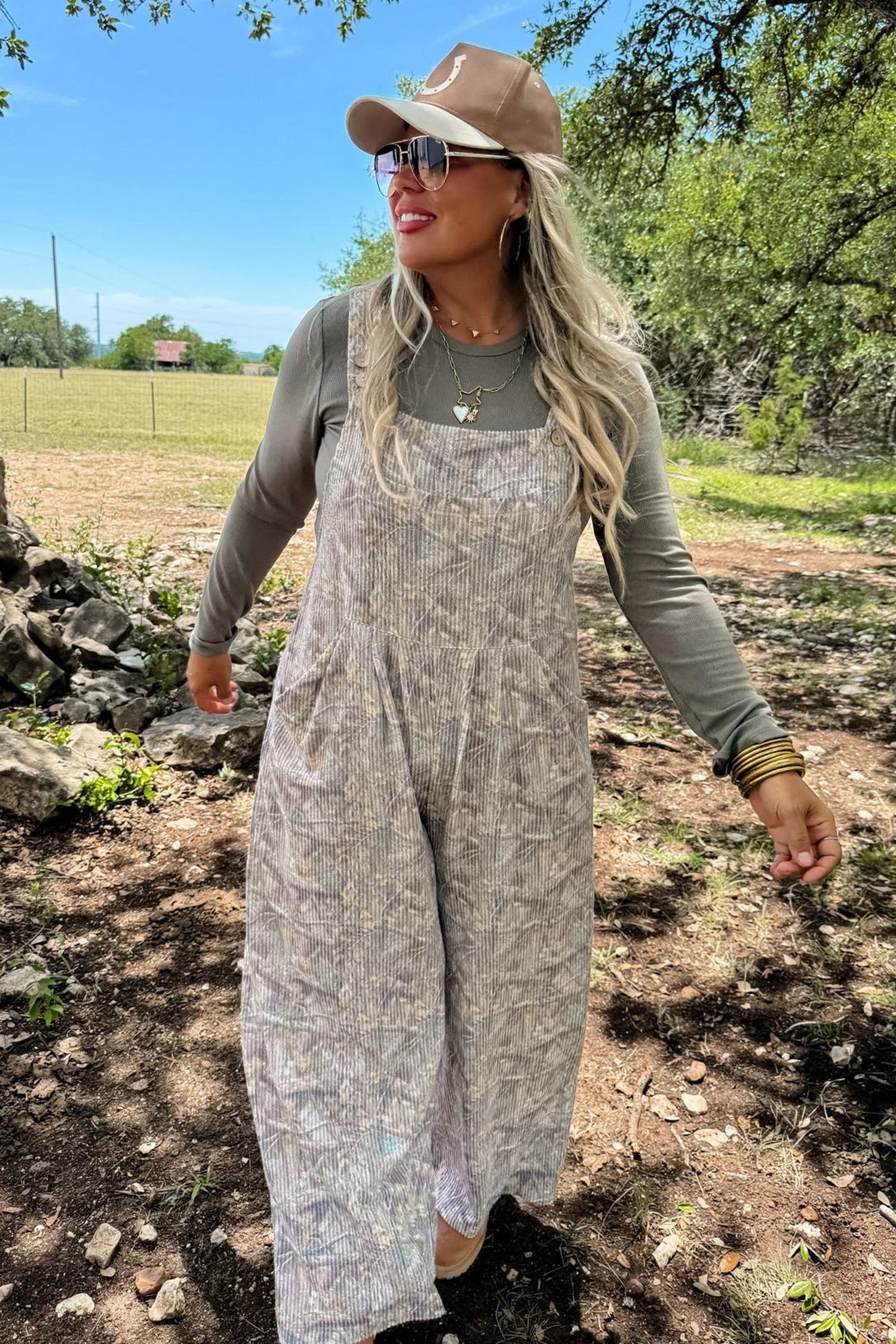 Brown Camouflage Twist Ribbed Sleeveless Full-Length Casual Jumpsuit