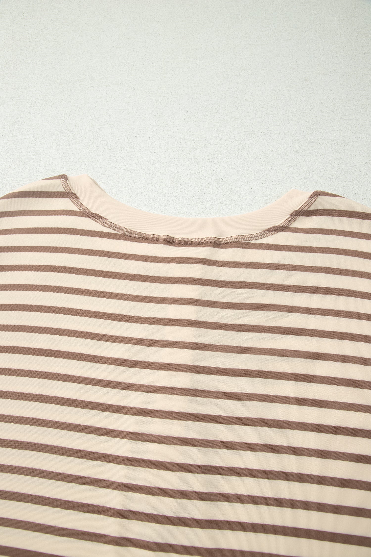 Brown Stripe Plus Size Half Buttons Top and Shorts Set