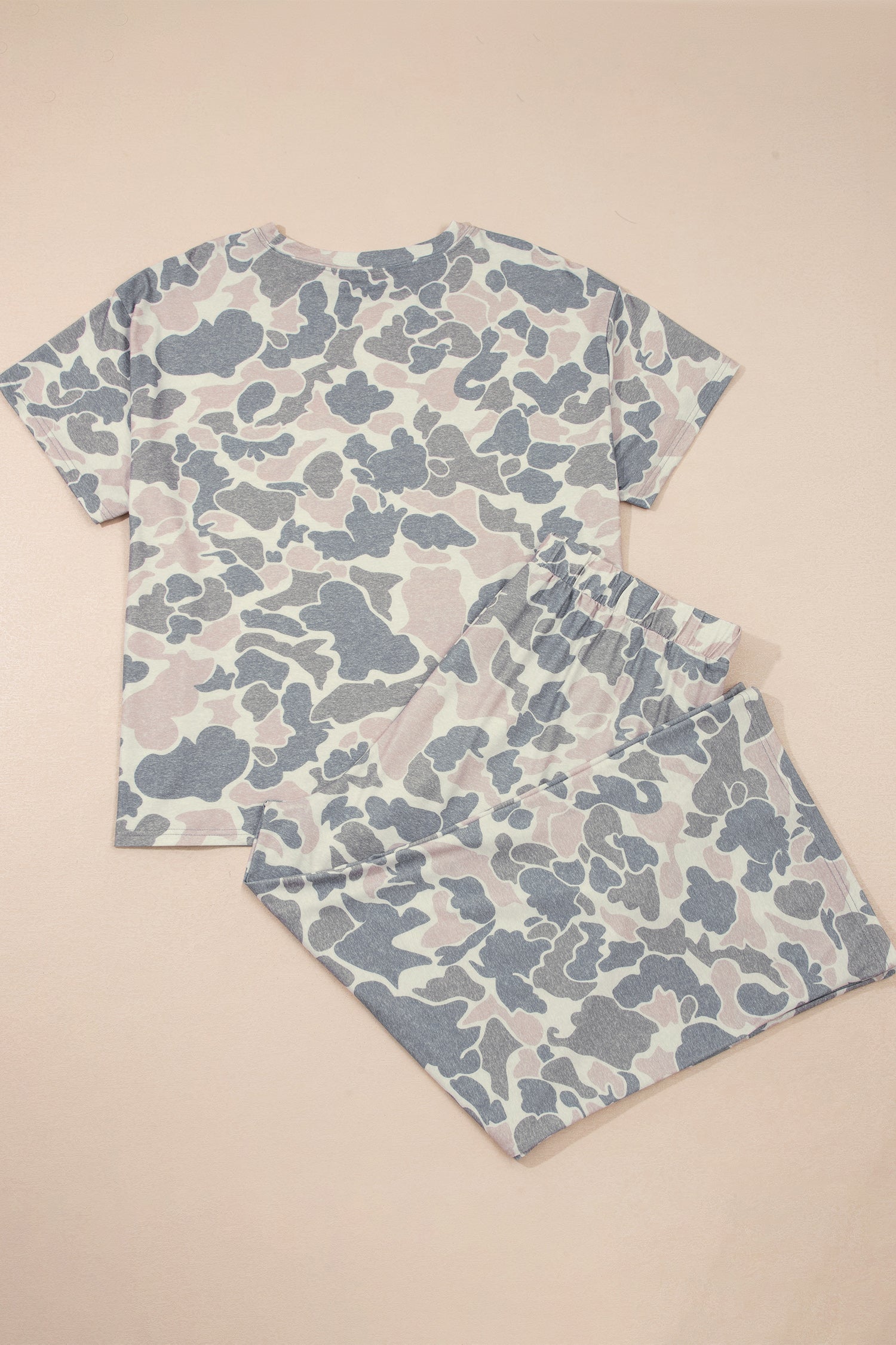 Multicolour Retro Camouflage Print Plus Size 2pcs Outfit