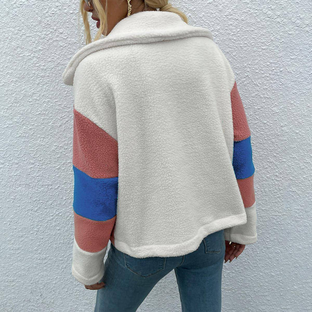 Glänzende Jacke mit Button-Down-Kragen und Farbblockdesign