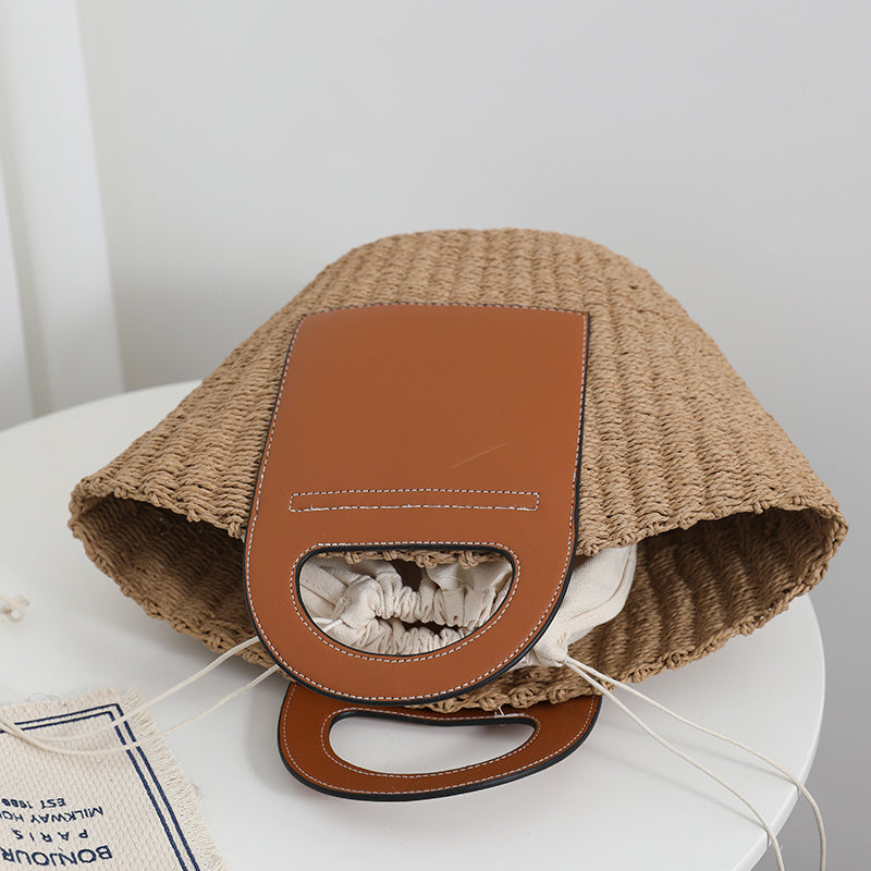 SolunaWeave™ – Retro Splice Straw Tote