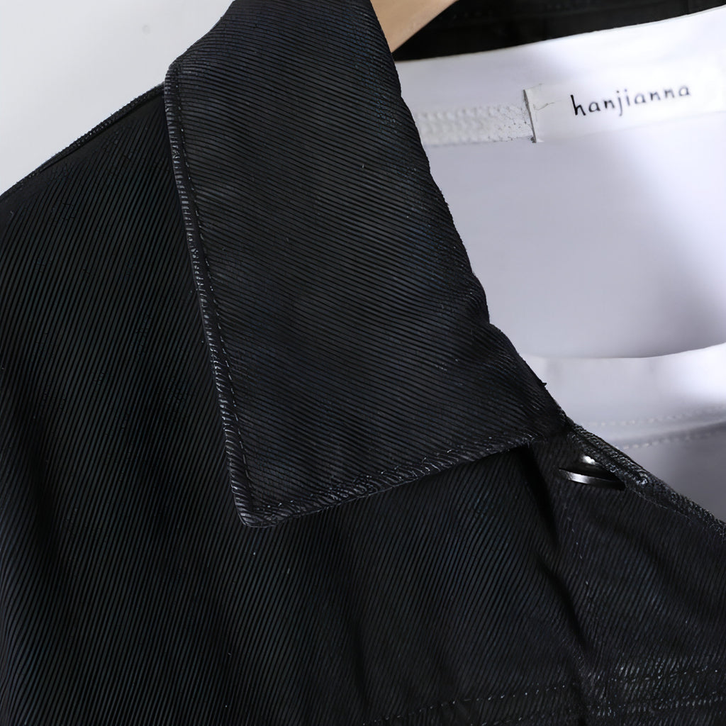 Herren Denim Kleidung Schwarzes Hemd