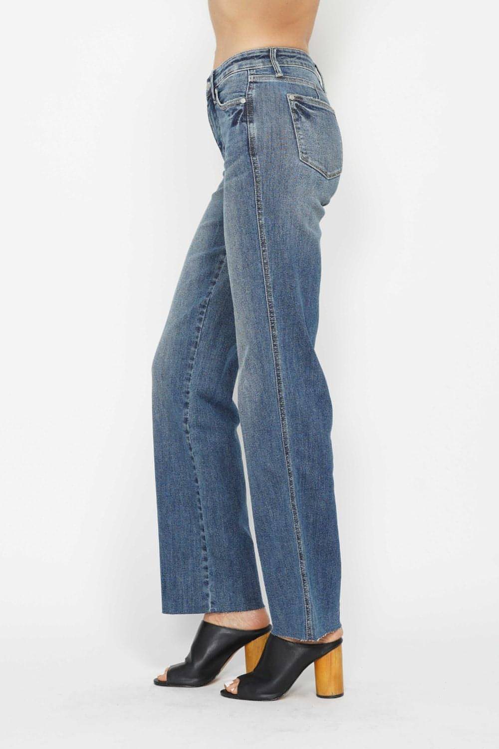 Judy Blue full -size buikregeling rechte jeans