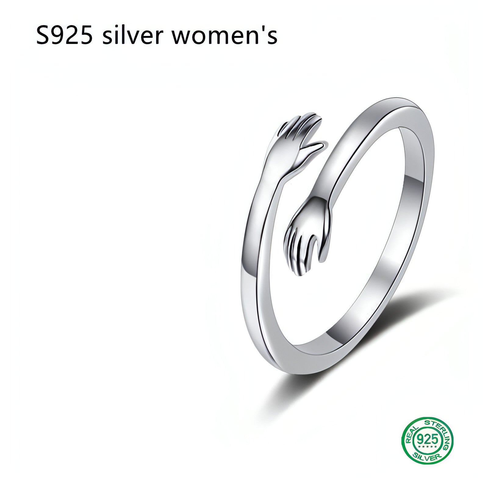 925 Sterling Silver Hug Ring – Adjustable Couple Jewelry