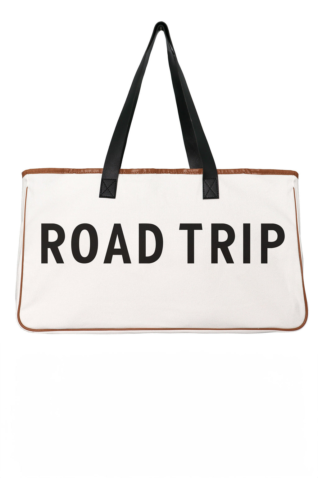 White Canvas Road Trip Tote Bag 50x15x30cm Summer Travel Carryall