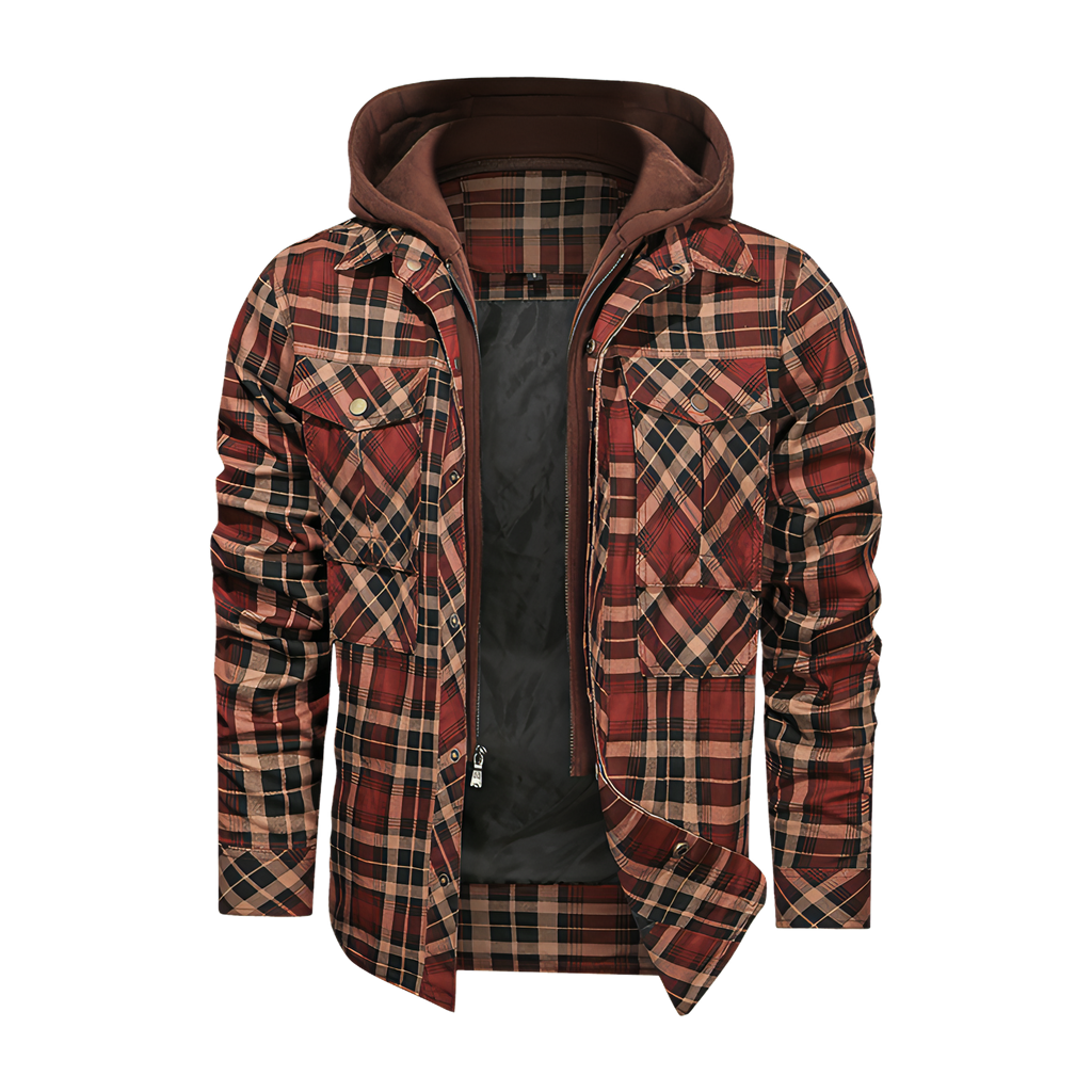 Chaqueta de cuadros de manga larga para hombre