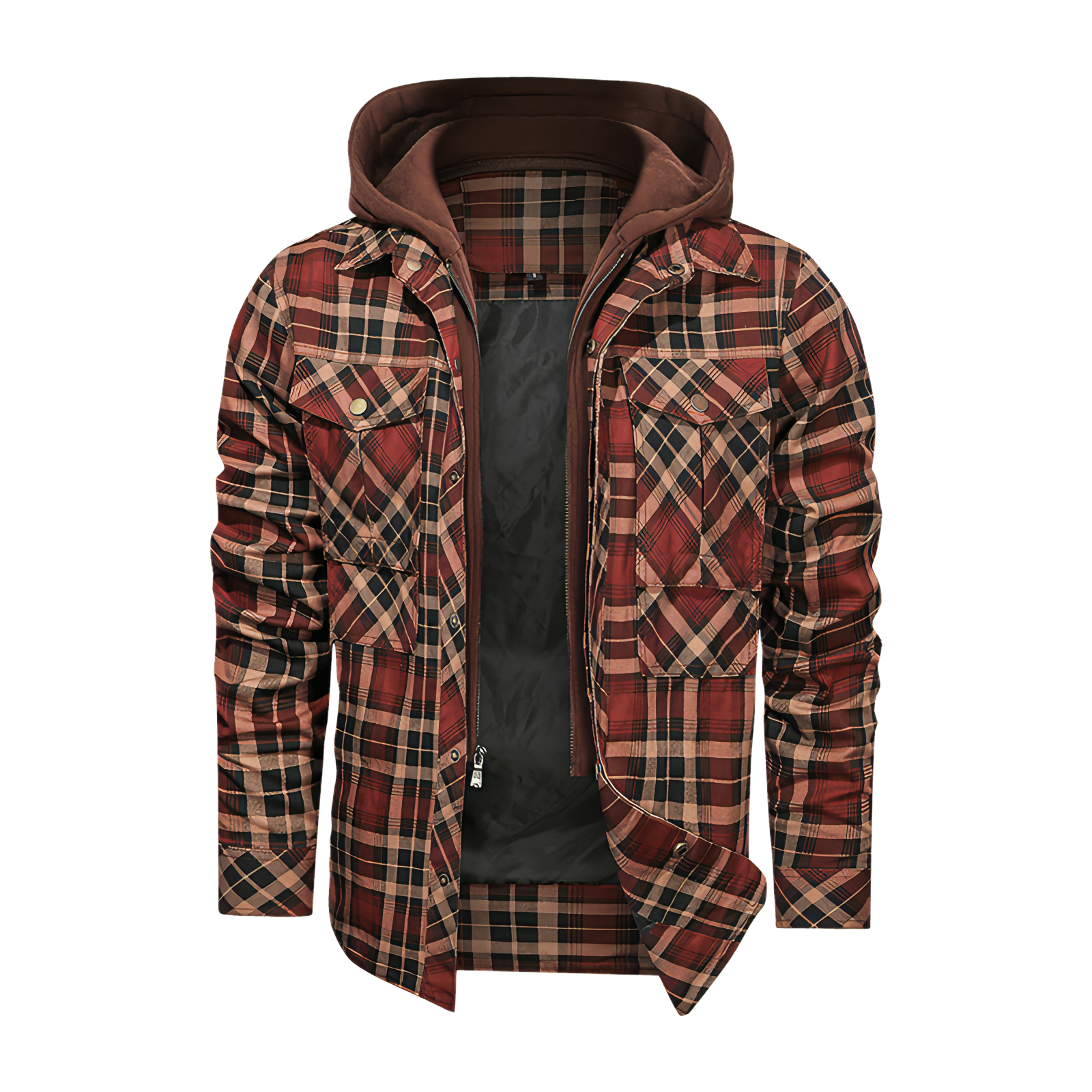 Men Long-sleeved Plaid Jacket