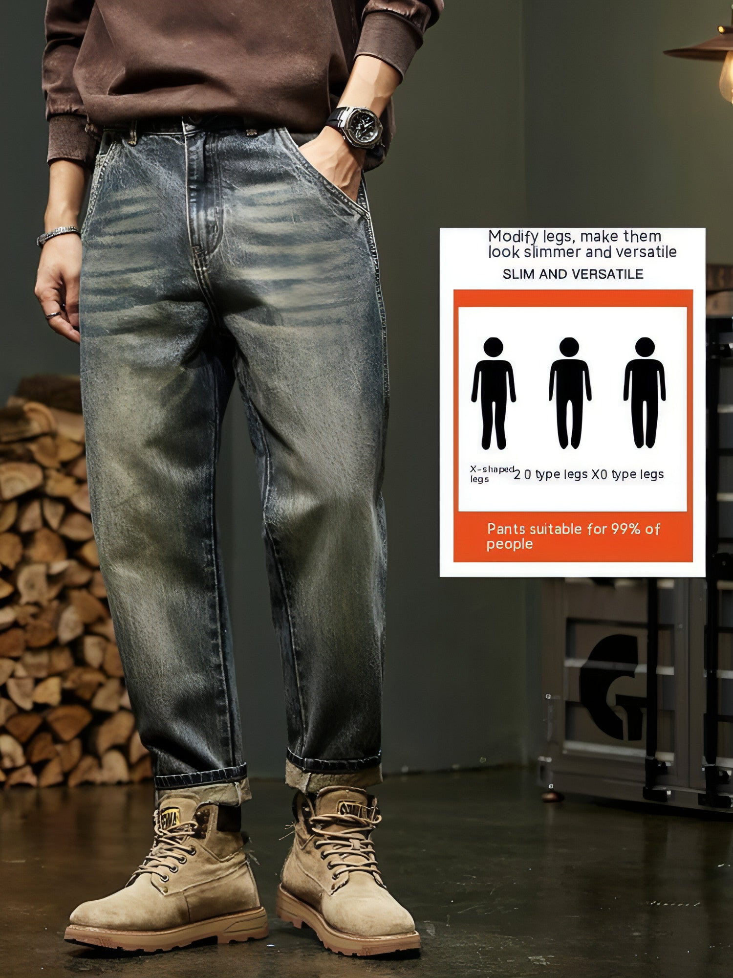 Pantalones cargo rectos y holgados para hombre (jeans)