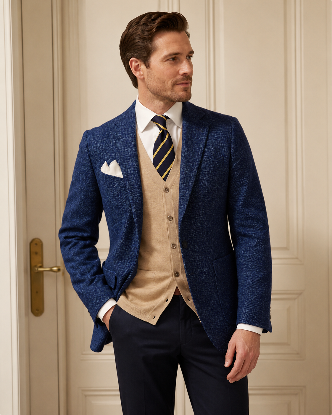 New Men's Suit Herringbone Coat Casual Slim Fit