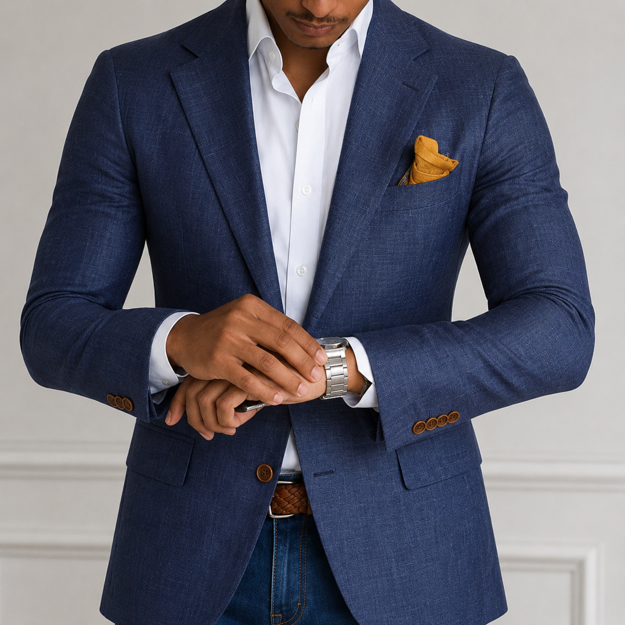 VELMONT™ Riviera Linen-Look Blazer – Slim-Fit Two-Button Men’s Jacket