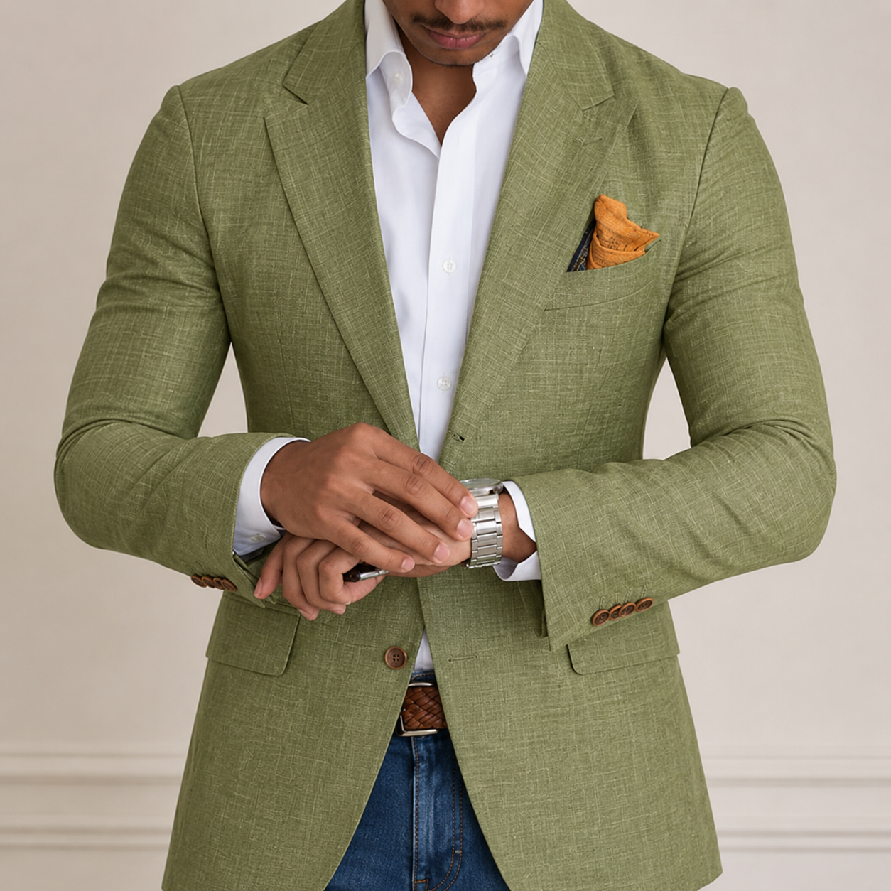 VELMONT™ Riviera Linen-Look Blazer – Slim-Fit Two-Button Men’s Jacket
