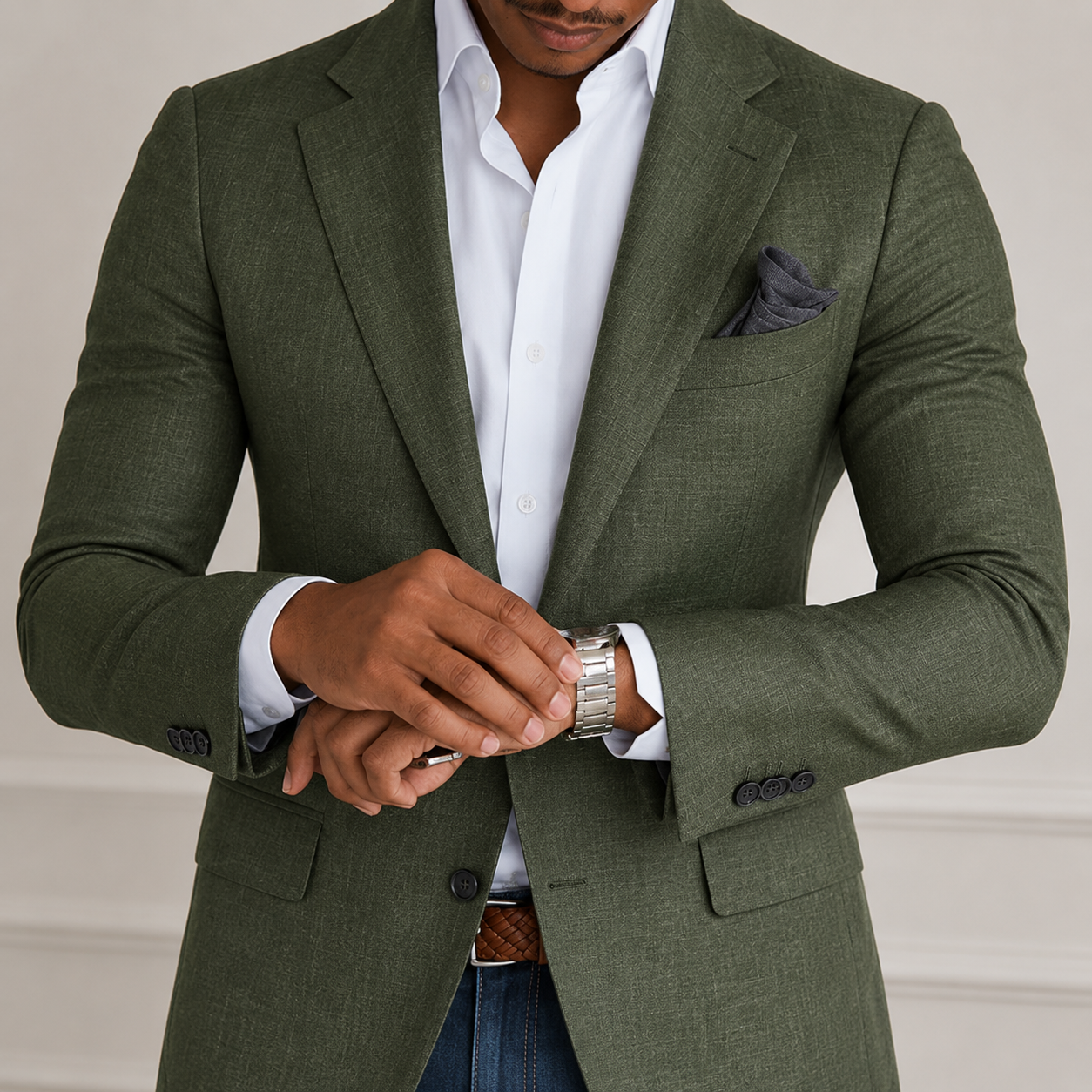VELMONT™ Riviera Linen-Look Blazer – Slim-Fit Two-Button Men’s Jacket