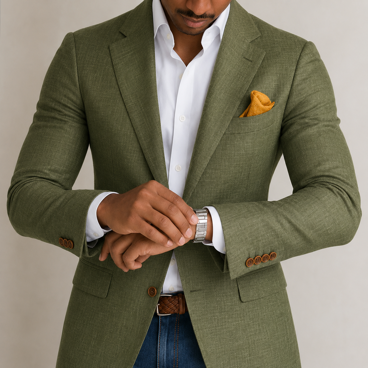 VELMONT™ Riviera Linen-Look Blazer – Slim-Fit Two-Button Men’s Jacket