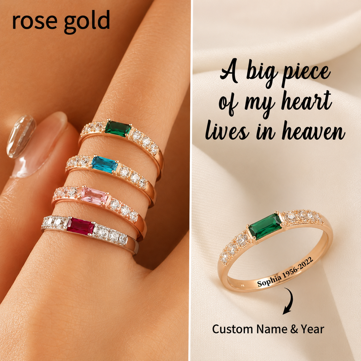 Diamond-encrusted Rectangular Birthstones Ring Birthstone Lettering In December