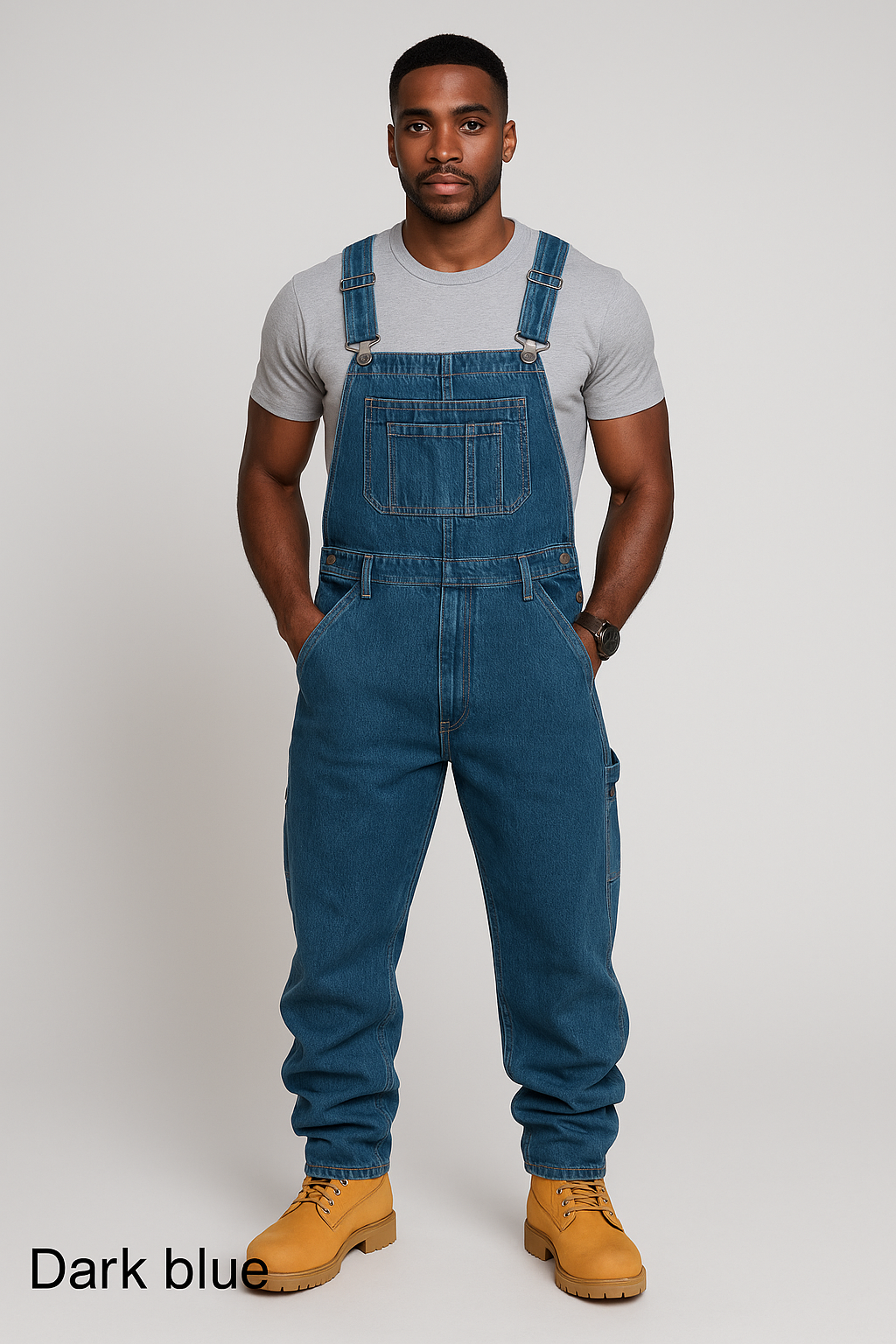 RuggedForm™ – Men's Loose-Fit Denim Utility Overalls