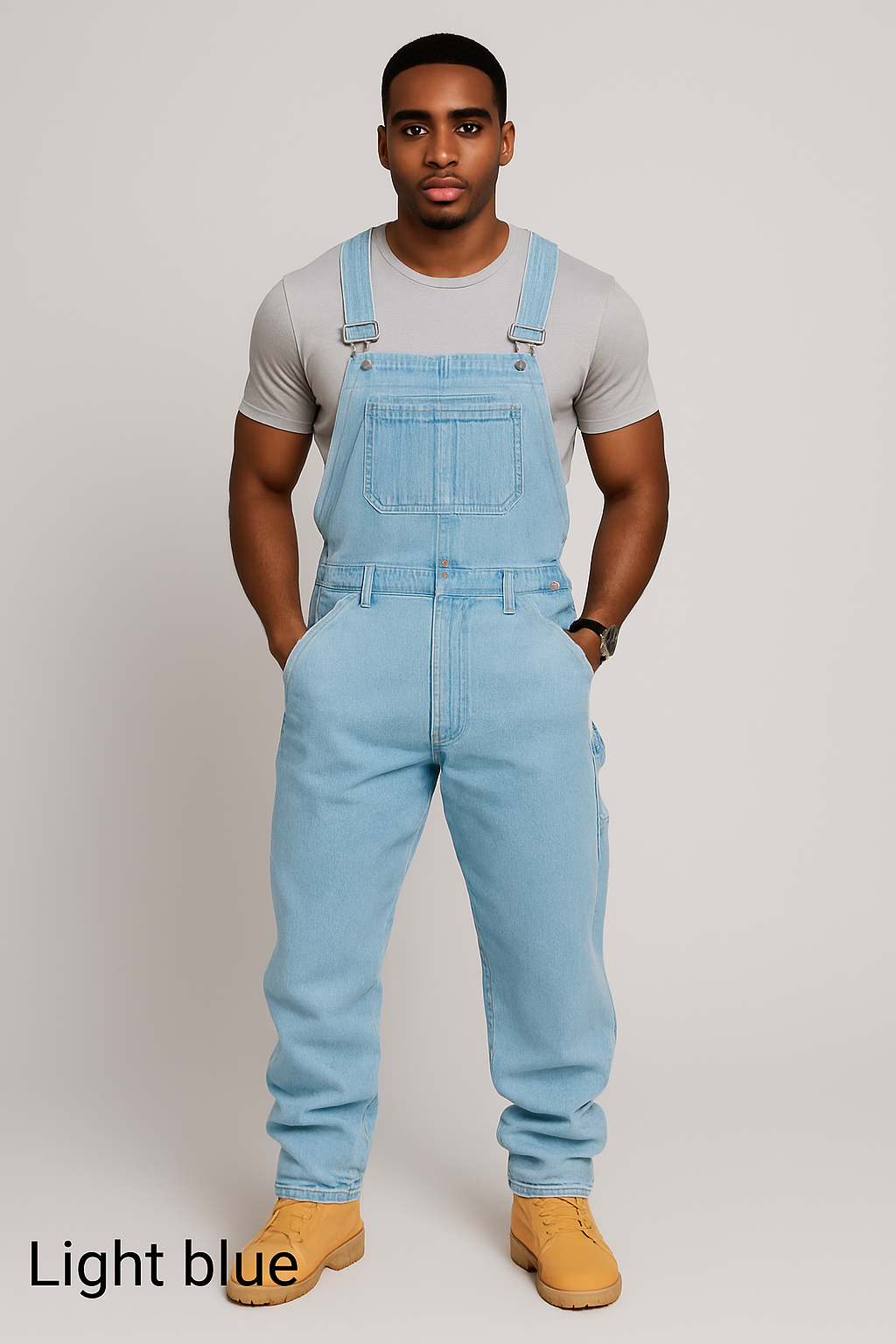 RuggedForm™ – Men's Loose-Fit Denim Utility Overalls