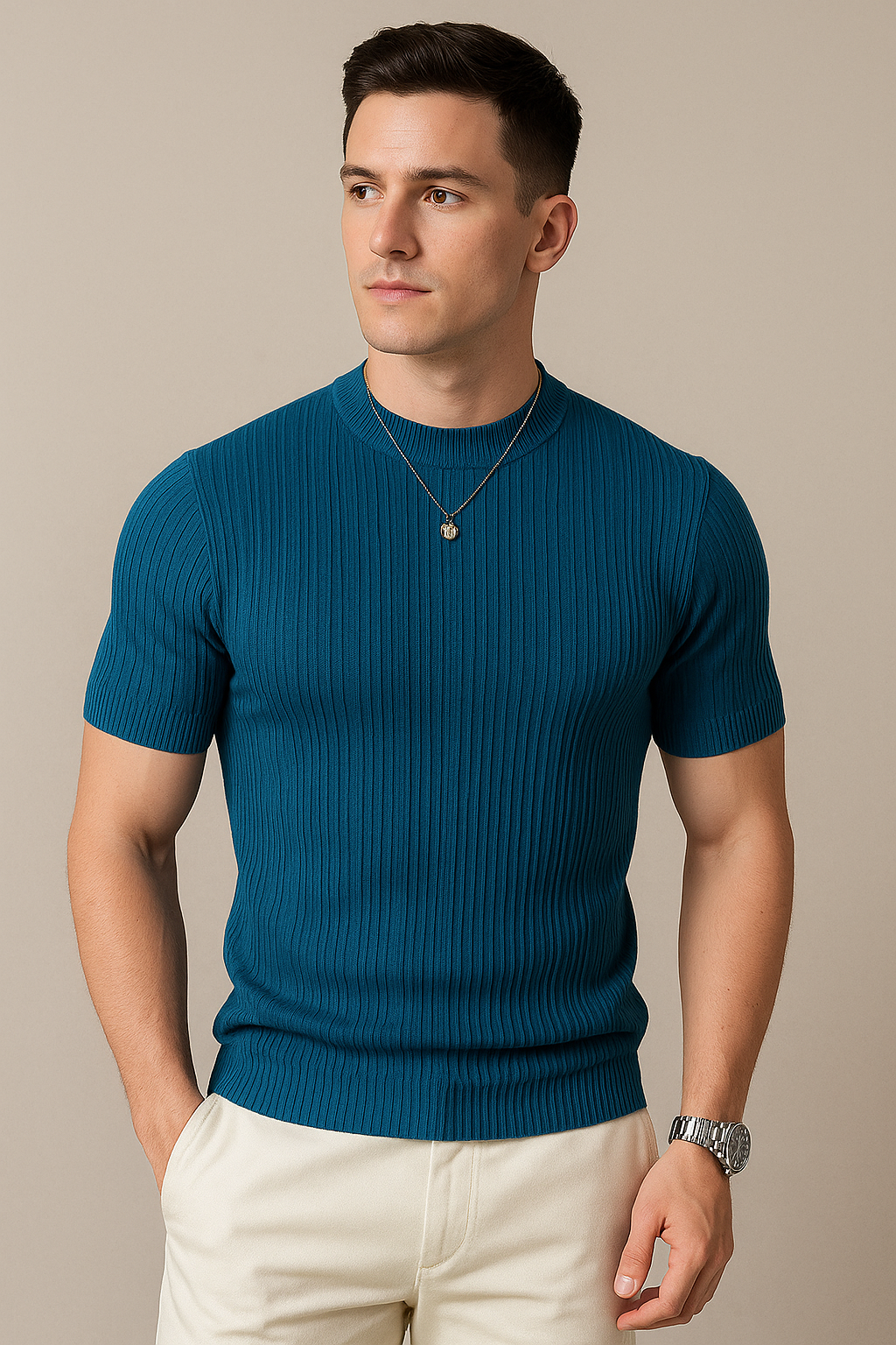 Men's Slim Fit Inner Layer With Bottom Top T-Shirt