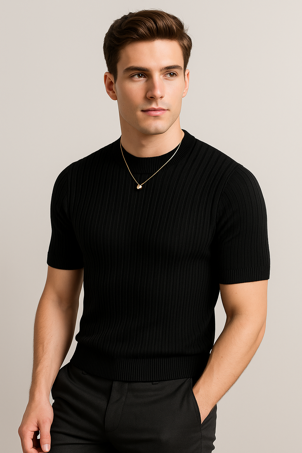 Men's Slim Fit Inner Layer With Bottom Top T-Shirt