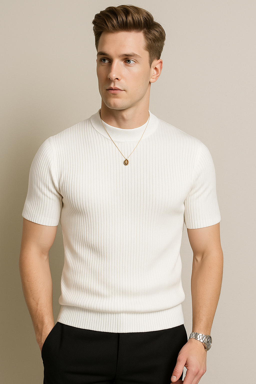 Men's Slim Fit Inner Layer With Bottom Top T-Shirt