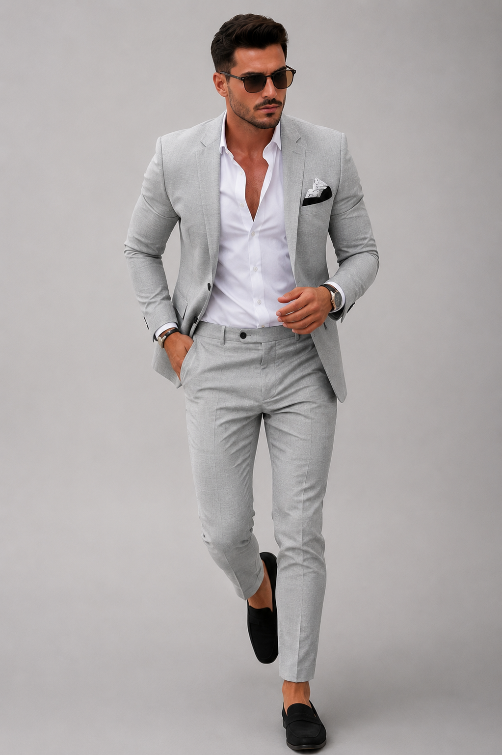 VELMONT™ Riviera Linen Three-Piece Suit – Premium Men's Lightweight Business & Wedding Suit
