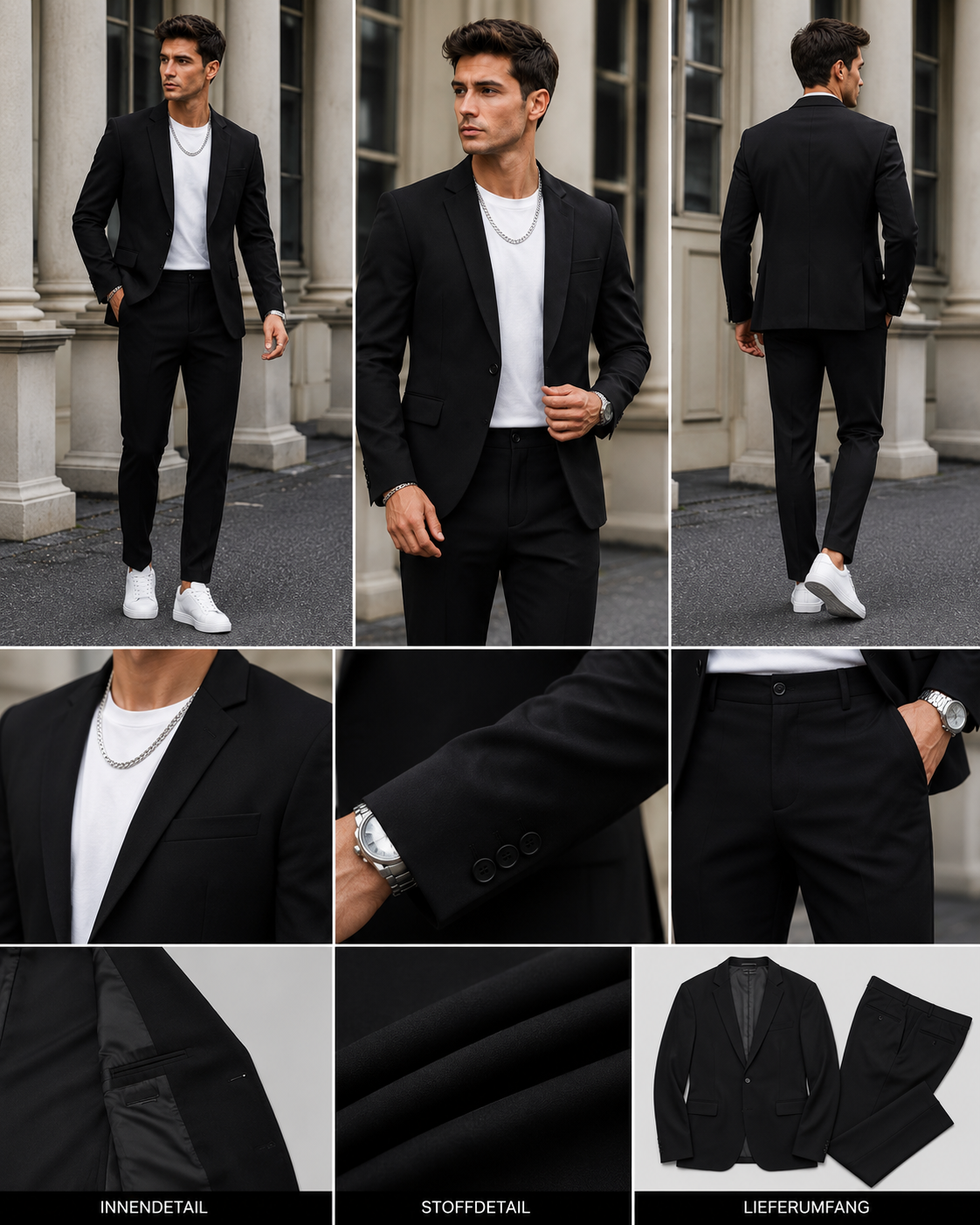 VELMONT™ Executive Black Slim Fit Suit – Premium Men's Business Formal Two-Piece Suit