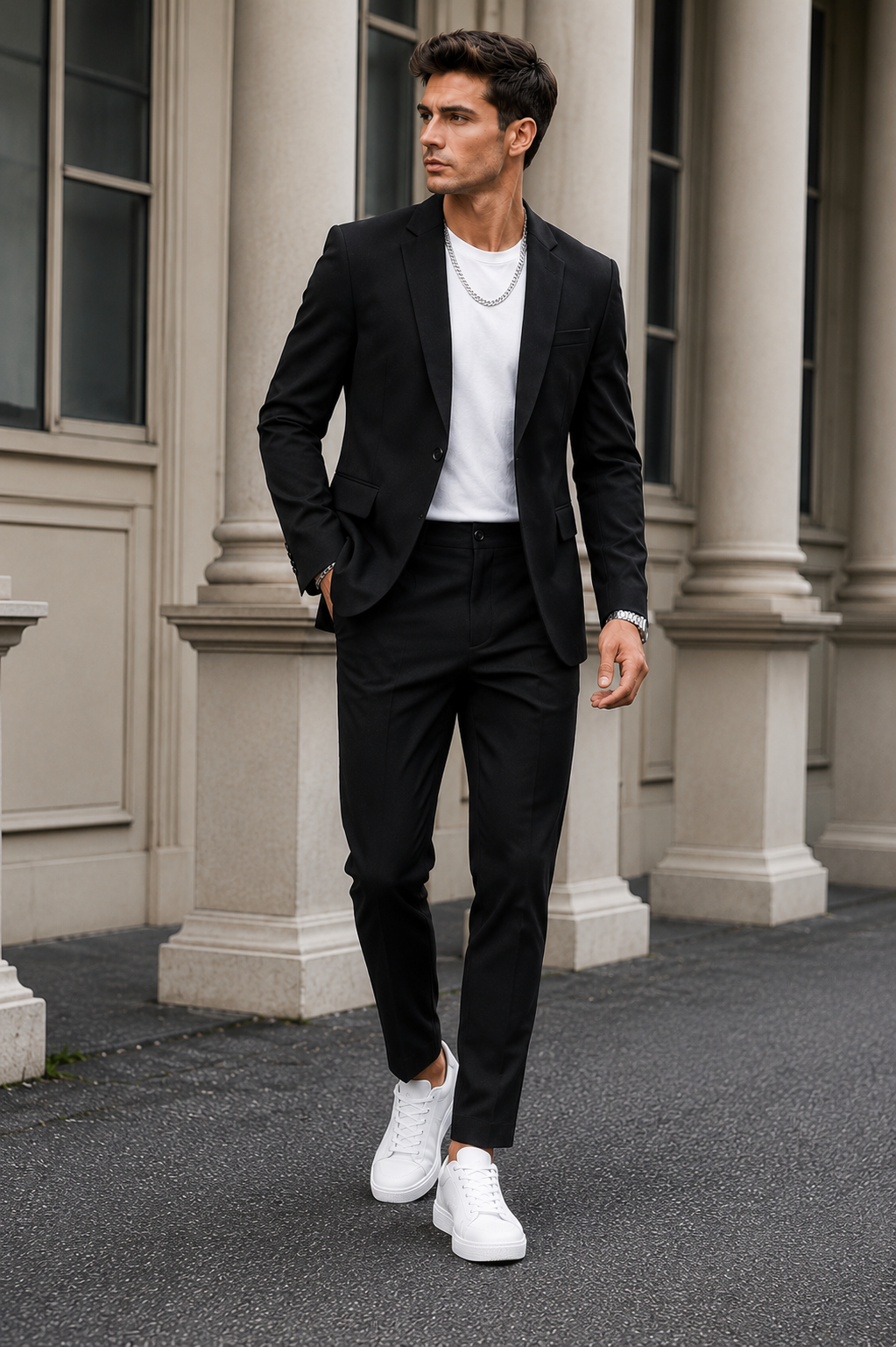 VELMONT™ Executive Black Slim Fit Suit – Premium Men's Business Formal Two-Piece Suit