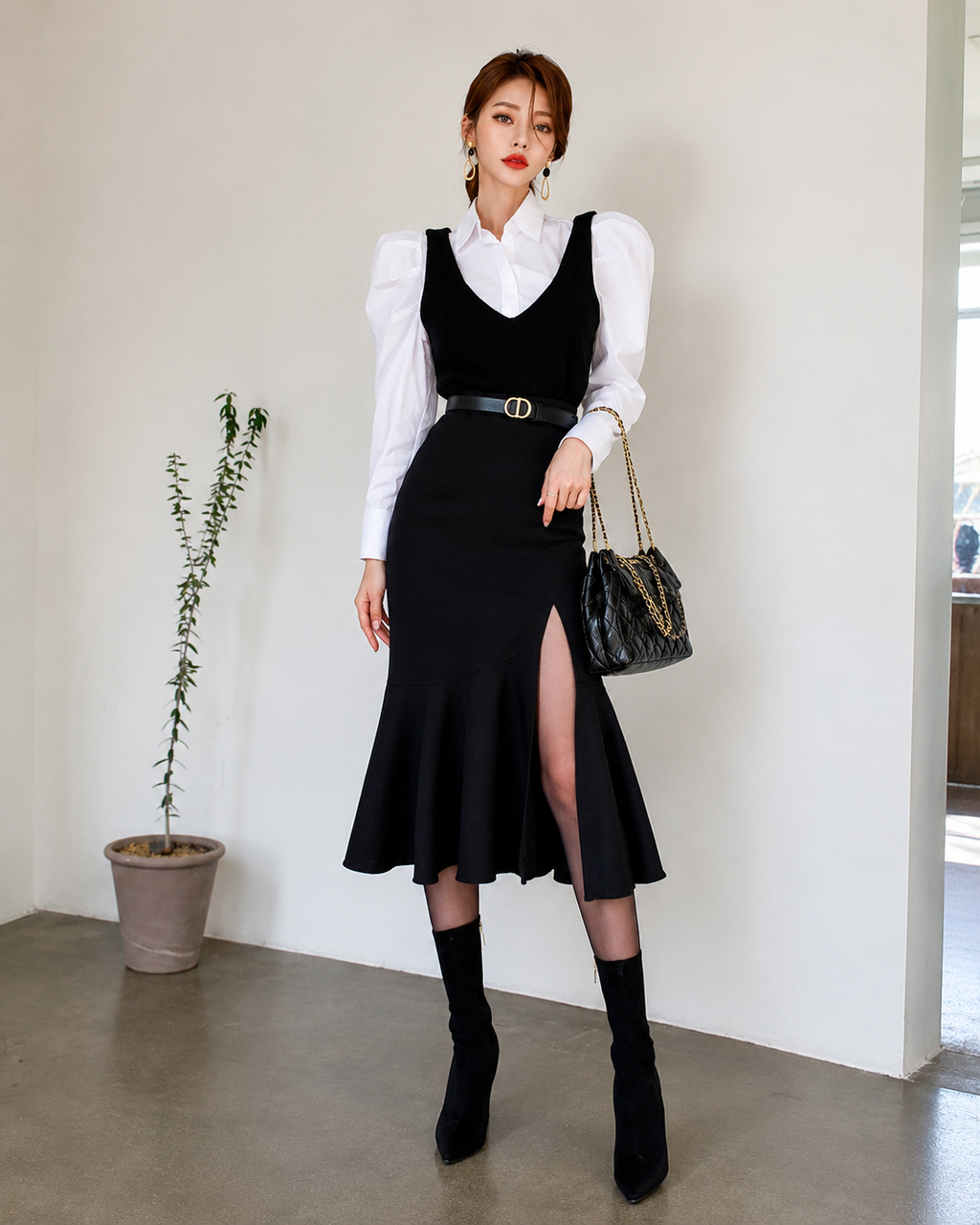 ÉLANORA™ Paris Fishtail Skirt Suit – Elegant Tailored Blazer & Midi Skirt Set
